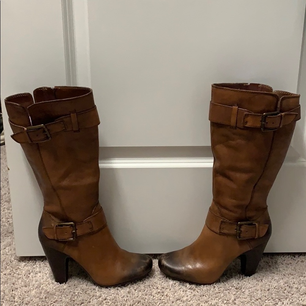 Arturo Chiang Brown Leather Boots Buckle Harness
